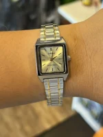 ساعة كاسيو النسائية الكلاسيكية ثنائية اللون LTP-V007SG-9EUDF – Casio Two-Tone Classic Rectangular Watch