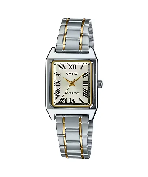 ساعة كاسيو النسائية الكلاسيكية LTP-V007SG-9BUDF – Casio Classic Two-Tone Rectangular Watch