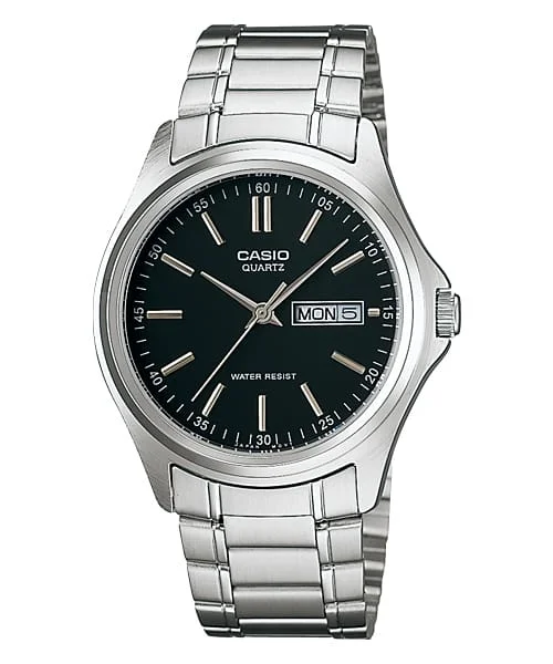 ساعة كاسيو كلاسيك MTP-1239D-1ADF رجالية – Casio Classic Analog Day & Date 38.5mm Stainless Steel Watch