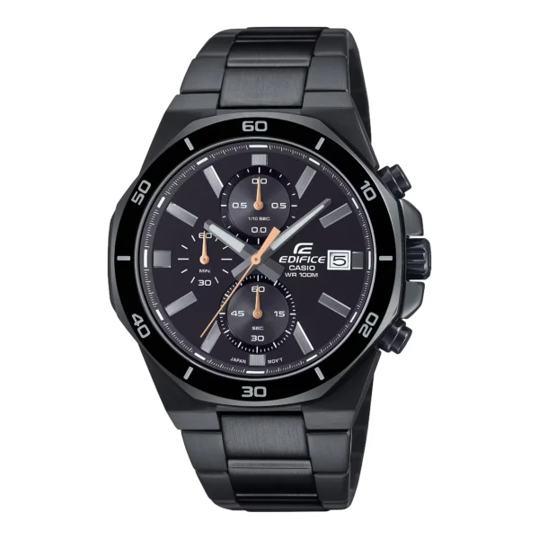 ساعة كاسيو EFV-640DC-1AVUDF كرونوغراف أنالوج بسوار ستانلس ستيل مطلي بالأسود | Casio EFV-640DC-1AVUDF Analog Chronograph Black Ion-Plated Stainless Steel Watch