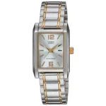 ساعة كاسيو LTP-1235SG-7ADF أنالوج نسائية بسوار ستانلس ستيل مزدوج اللون وقرص أبيض | Casio LTP-1235SG-7ADF Analog Women’s Two-Tone Stainless Steel Watch with White Dial