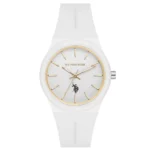 ساعة نسائية رياضية بيضاء USPA2101-04 – U.S. Polo Assn. Sport Quartz Watch 35mm White Dial & Silicone Strap