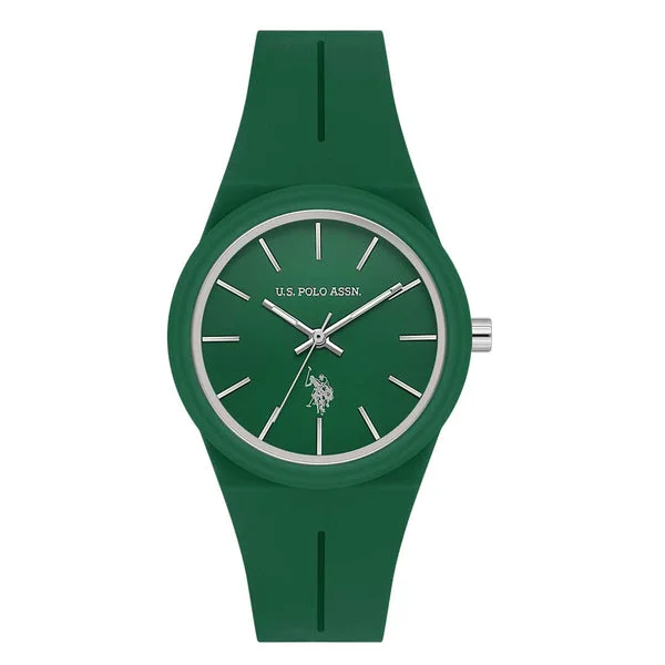 ساعة نسائية رياضية خضراء USPA2101-02 – U.S. Polo Assn. Sport Quartz Watch 35mm Green Dial & Silicone Strap