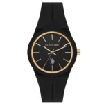 ساعة نسائية رياضية سوداء USPA2101-05 – U.S. Polo Assn. Sport Quartz Watch 35mm Black Dial & Silicone Strap