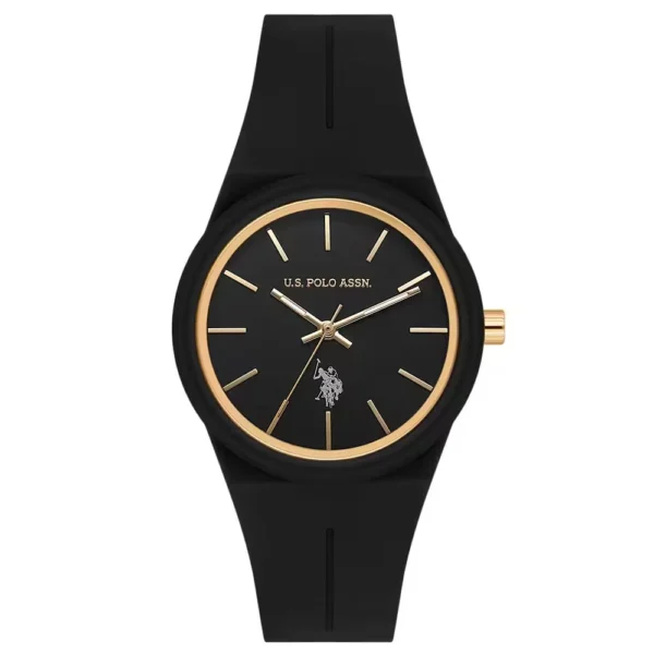 ساعة نسائية رياضية سوداء USPA2101-05 – U.S. Polo Assn. Sport Quartz Watch 35mm Black Dial & Silicone Strap