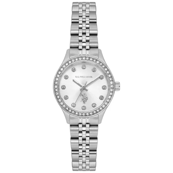 ساعة نسائية كلاسيكية دائرية رمادية USPA2115-01 – U.S. Polo Assn. Classic Quartz Women’s Watch 26mm Metallic Gray Dial & Gray Steel Strap