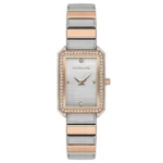 ساعة نسائية كلاسيكية دائرية USPA2108-04 – U.S. Polo Assn. Classic Quartz Women’s Watch 22.5×33.5mm Silver Dial & Rose Gold/Silver Strap