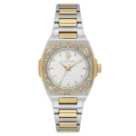 ساعة نسائية كلاسيكية مستديرة USPA2113-01 – U.S. Polo Assn. Classic Quartz Women’s Watch 32mm Metallic Gray Dial & Gold/Gray Steel Strap