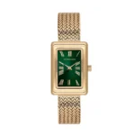 ساعة نسائية كلاسيكية مستطيلة ذهبية USPA2105-06 – U.S. Polo Assn. Classic Quartz Women’s Watch 22x32mm Green Dial & Gold Mesh Strap
