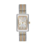 ساعة نسائية كلاسيكية مستطيلة رمادي/ذهبي USPA2105-05 – U.S. Polo Assn. Classic Quartz Women’s Watch 22x32mm Metallic Gray & Gold Mesh Strap