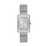 ساعة نسائية كلاسيكية مستطيلة USPA2105-01 – U.S. Polo Assn. Classic Quartz Watch 22x32mm Metallic Gray Dial & Mesh Strap