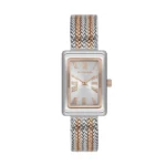 ساعة نسائية كلاسيكية مستطيلة USPA2105-02 – U.S. Polo Assn. Classic Quartz Watch 22x32mm Metallic Gray Dial & Mesh Strap