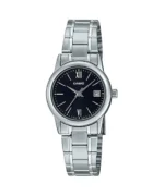 ساعة كاسيو LTP-V002D-1B3UDF النسائية الكلاسيكية السوداء مع سوار ستانلس ستيل | Casio LTP-V002D-1B3UDF Women Black Classic Stainless Steel Watch