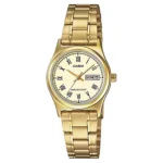 ساعة كاسيو LTP-V006G-9BUDF النسائية الذهبية الفاخرة مع عرض اليوم والتاريخ | Casio LTP-V006G-9BUDF Women Gold Tone Stainless Steel Day-Date Watch