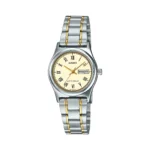 ساعة كاسيو LTP-V006SG-9BUDF النسائية ثنائية اللون (فضي + ذهبي) مع عرض اليوم والتاريخ | Casio LTP-V006SG-9BUDF Women Two-Tone Gold Silver Day-Date Watch