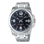 ساعة كاسيو MTP-1314D-1AVDF الرجالية الكلاسيكية السوداء الكبيرة بسوار ستانلس ستيل | Casio MTP-1314D-1AVDF Men Black Big Dial Stainless Steel Date Watch