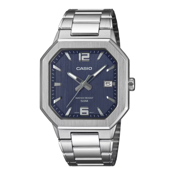 ساعة كاسيو MTP-B195D-2AVDF الرجالية باللون الأزرق | Casio MTP-B195D-2AVDF Blue Dial Stainless Steel Watch