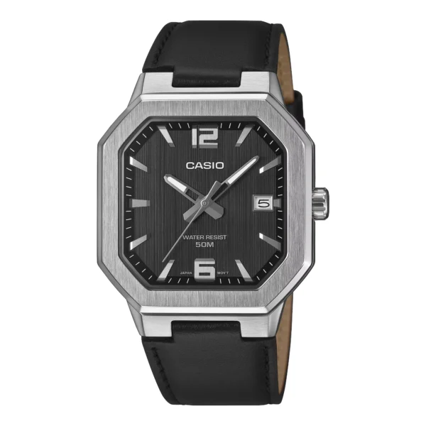 ساعة كاسيو MTP-B195L-1AVDF الرجالية بسوار جلدي أسود | Casio MTP-B195L-1AVDF Black Leather Strap Watch
