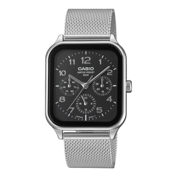 ساعة كاسيو MTP-M306M-1AVDF الرجالية بسوار شبكي ستانلس ستيل | Casio MTP-M306M-1AVDF Stainless Steel Mesh Band Multi-Subdial Watch