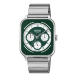 ساعة كاسيو MTP-M307D-3BVDF الرجالية متعددة العدادات بالميناء الأخضر | Casio MTP-M307D-3BVDF Green Dial Stainless Steel Multi-Subdial Watch