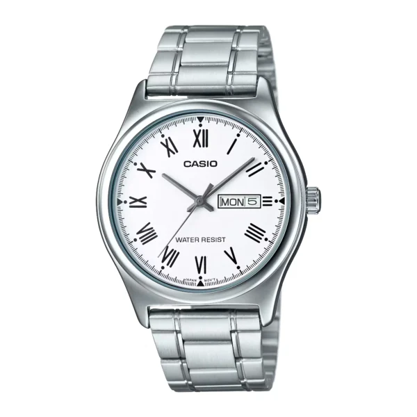 ساعة كاسيو MTP-V006D-7BUDF الرجالية الكلاسيكية بعرض اليوم والتاريخ – Casio MTP-V006D-7BUDF Men Day-Date Stainless Steel Watch
