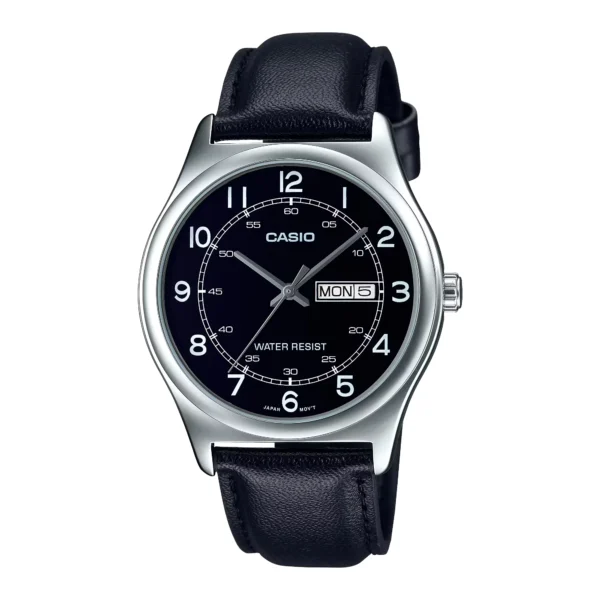 ساعة كاسيو MTP-V006L-1B2UDF الرجالية الكلاسيكية بسوار جلدي وعرض اليوم والتاريخ – Casio MTP-V006L-1B2UDF Men Leather Day-Date Watch