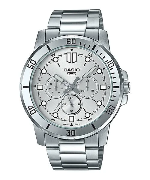 ساعة كاسيو MTP-VD300D-7EUDF الرجالية الكلاسيكية البيضاء متعددة العدادات ستانلس ستيل – Casio MTP-VD300D-7EUDF Men White Dial Stainless Steel Multi-Dial Watch