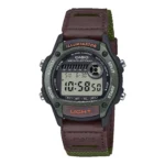 ساعة كاسيو W-220HF-3AVDF الرقمية الرياضية باللون الأخضر مع سوار قماشي/جلدي | Casio W-220HF-3AVDF Digital Sport Watch Green Resin Case Cloth/Leather Band