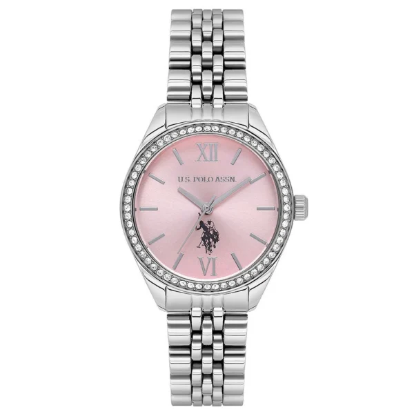ساعة يو إس بولو أسن USPA2085-02 نسائية كلاسيكية وردية ستانلس ستيل – US Polo Assn. USPA2085-02 Women’s Pink Dial Classic Watch
