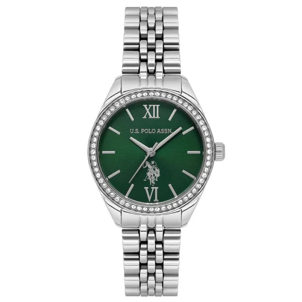 ساعة يو إس بولو أسن USPA2085-04 نسائية كلاسيكية خضراء ستانلس ستيل – US Polo Assn. USPA2085-04 Women’s Green Dial Classic Watch